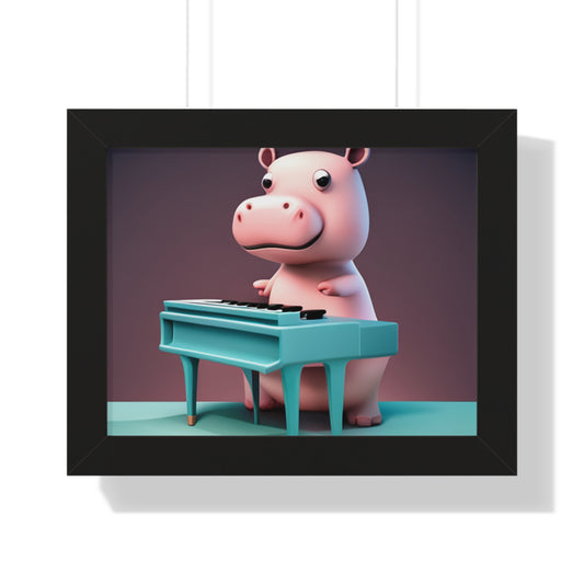 Pig n Piano Framed Horizontal Poster