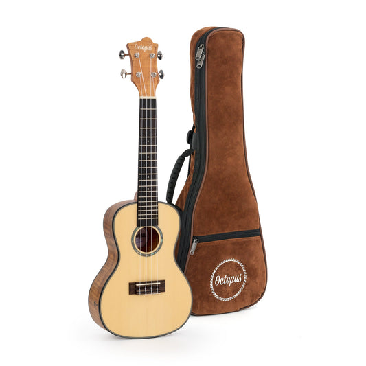 Octopus UK455C Concert ukulele – Spalted Maple With Solid Spruce Top