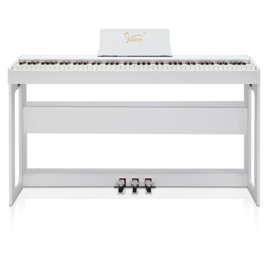 Glarry GDP-104 88 Keys Full Weighted Keyboards Digital Piano with Furniture Stand - White